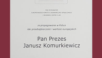Janusz Komurkiewicz nagrodzony Honorowym Medalem Europejskim Nasz Dekarz