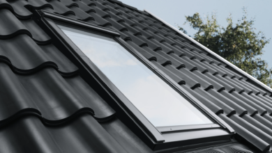Czarne okna i kołnierze Velux