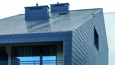 Obróbka komina płytki włóknocementowe Etex Cedral